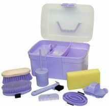 Coffret de nettoyage complet pour enfants Set de pansage violet pour chevaux Brosses de pansage - Kerbl