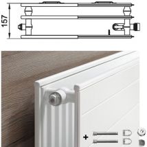 Kermi Therm-x2 Line Hygiene-ventilheizkörper Typ 30 605x1405mm Ventilposition Rechts Plv300601401r1k