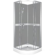 Classic grey Duschwand + Wasserhahnanschluss + Badewannenarmatur / 80 x 80 cm - Kerra