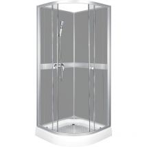 Classic grey Duschwand + Wasserhahnanschluss + Badewannenarmatur / 90 x 90 cm - Kerra