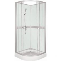 KERRA CLASSIC WHITE Duschwand + Wasserhahnanschluss + Badewannenarmatur / 90 x 90 cm