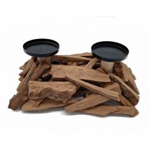 Spetebo - Treibholz Kerzenständer für 2 Stumpenkerzen - 31 x 19 cm - Deko Kerzen Halter aus Holz