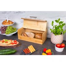 Brotkasten Bambus Edelstahlgriff 36x20x14cm