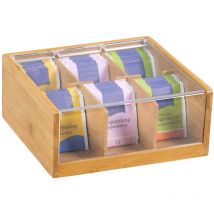 Tee-Box Bambus mit Sichtklappe 22x21x9,5cm