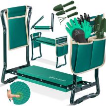 2 in 1 xxl Kniebank für Gartenarbeit Gepolstert Sitzunterlage Eva-Schaumkissen Gartenhocker Klappbar Inkl. 2x Werkzeugtasche Gartenbank