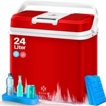 Kesser - 24 Liter Kühlbox kühlt und wärmt Thermo-Elektrische Kühlbox 12 Volt und 230 Volt Mini-Kühlschrank für Auto und Camping Rot