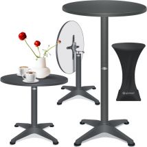 KESSER 2in1 Stehtisch klappbar Bistrotisch Aluminium Edelstahlplatte höhenverstellbar 70cm / 115cm Partytisch Tisch In- & Outdoor Hochzeit Anthrazit