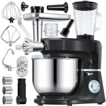 KESSER 3 in 1 Universal Küchenmaschine K-KM 3000 mit Fleischwolf Knetmaschine Multifuntionale Rührmaschine 5.5L Schüssel mit 3 Rührwerkzeuge Schwarz