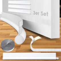 Kesser - Zugluftstopper 3 er Set bis 95 cm zuschneidbar Passend für alle Türen waschbar Lärmschutz Türluftstopper doppelseitige Türisolierung Weiß