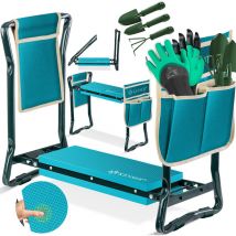 Genouillère de jardin 2 en 1 xxl Rembourrée Coussin d'assise en mousse Eva Tabouret de jardin Rabattable Incl. 2x trousse à outils Banc de jardin