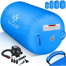 Kesser - Air Roll Airtrack gonflable, Rouleau de gymnastique, Sac de transport & pompe à air électrique inclus, Rouleau de yoga gymnastique, Bleu /
