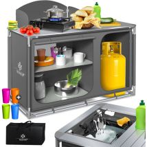 Armoire de camping Cuisine de camping avec structure en aluminium Sac de transport inclus Armoire de cuisson pour camping Meubles de camping