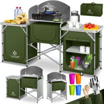 Armoire de camping Cuisine de camping avec structure en aluminium Sac de transport inclus Armoire de cuisson pour camping Meubles de camping