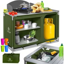 Armoire de camping Cuisine de camping avec structure en aluminium Sac de transport inclus Armoire de cuisson pour camping Meubles de camping