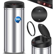 Kesser Automatik Sensor Mülleimer Abfalleimer Abfall Edelstahl Papierkorb 56 Liter Silber