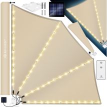 Balkonfächer mit led klappbar mit Wandhalterung Balkonsichtschutz Seitenmarkise witterungsbeständig / Beige, 140cm x 140cm - Kesser