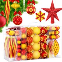 KESSER Boules de Noël set de 105 pièces avec pointe d'arbre Boules de Noël en plastique incassable avec plastique Boules de Noël boîte sapin de Noël