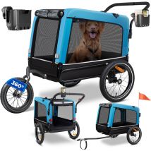 Kesser - Hundeanhänger Boxer 3-in-1 Hundebuggy & Jogger Fahrradanhänger groß ca. 240 Liter Volumen gefedert Material: 600D Oxford Canvas Blau