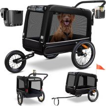 KESSER Remorque pour chien Boxer 3-en-1 Buggy pour chien & Jogger Remorque pour vélo grand volume env. 240 litres à ressorts Matériau : 600D Oxford