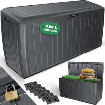 Kesser - Coffre à coussins 290 litres avec couvercle verrouillable Poignées Coffre de jardin Anthracite