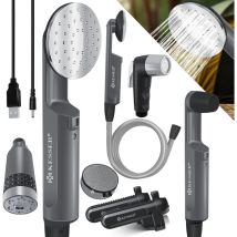 Campingdusche mit Akku Tauchpumpe Handbrause 2x 2200mAh-Lithium-Akku, USB-Ladekabel , für Camping Garten - Auto – Outdoor Anthrazit / Schwarz - Kesser