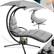 Kesser - Chaise longue flottante avec parasol Chaise longue suspendue Chaise longue H200 L194 L100 cm Chaise longue de relaxation Chaise longue à