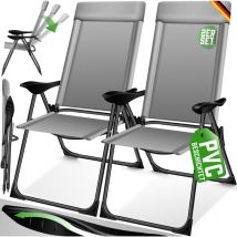 Kesser - Set de 2 chaises de jardin à haut dossier Chaise pliante en alu 7 fois réglable avec accoudoirs Respirant pliable Chaise de camping Chaise