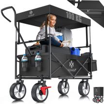 Bollerwagen pliable avec toit Chariot à main Chariot de transport Chariot d'outillage incl. 2 poches en filet et une poche extérieure pliable Pneus