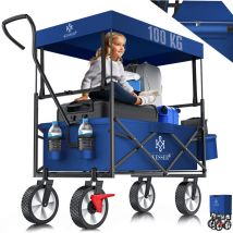 Bollerwagen pliable avec toit Chariot à main Chariot de transport Chariot d'outillage incl. 2 poches en filet et une poche extérieure pliable pneus