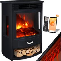 Prio Cheminée électrique avec chauffage Radiateur soufflant Télécommande WiFi App 950/1900 w Cheminée électrique Effet flamme led Feu de cheminée
