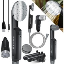 Douche de camping avec accu Pompe immergée Douchette 2x 2200mAh-Accu Lithium Câble de charge usb pour Camping Jardin - Voiture - Extérieur Douche