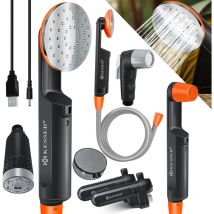 Douche de camping avec batterie Pompe immergée Douchette 2x 2200mAh-Lithium Câble de chargement usb pour Camping Jardin - Voiture - Extérieur Douche