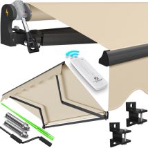 Elektrische Gelenkarmmarkise, mit Fernbedienung, Markise, Terrassenmarkise, Klemmmarkise, Sonnenmarkise inkl. Wandhalterung, Sonnenschutz, Beige /