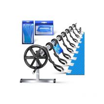 Enrouleur de piscine Premium Enrouleur 3m - 5 70m Avec roues pour bâche solaire Enrouleur mobile pour bâche & couverture de piscine Argent / Noir
