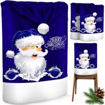 Premium Set de housses de chaises pour Noël Bonnet de Père Noël Housse de chaise Décoration de Noël pour chaises Housse Bleu / Blanc / 8 pièces