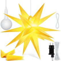 Toile lumineuse 3D Étoile de Noël led avec minuterie pour l'intérieur et l'extérieur Étoile de l'Avent lumineuse suspendue Étoile + lumière blanche