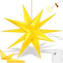 Toile lumineuse 3D Étoile de Noël led avec minuterie pour l'intérieur et l'extérieur Étoile de l'Avent lumineuse suspendue Étoile + lumière blanche