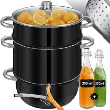 Extracteur de jus à vapeur 15 l en acier inoxydable Extracteur de jus avec 2x bouteilles à étrier Fruits et légumes - convient à tous les types de