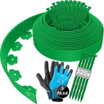 Flexible Rasenkante aus Kunststoff mit Erdankern + Handschuhen Beeteinfassung Beetumrandung Beetbegrenzung Mähkante - Kesser