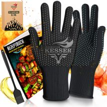 Gants pour barbecue résistants à la chaleur jusqu'à 500° Gants pour four respirants Gants pour casseroles en tissu aramide Noir / Anthracite, xl-xxl