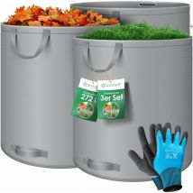 KESSER Gartensack Set Laubsack Gartenabfallsack inkl. Handschuhe - Selbststehend 4 Griffe Stabil Robust & Faltbar - Laubsäcke Rasenschnitt