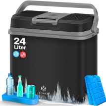 Glacière 24 litres refroidit et chauffe Glacière thermoélectrique 12 Volts et 230 Volts Mini-réfrigérateur pour voiture et camping Noir / Gris