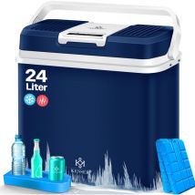 Glacière 24 litres refroidit et chauffe Glacière thermoélectrique 12 Volts et 230 Volts Mini-réfrigérateur pour voiture et camping Bleu marine