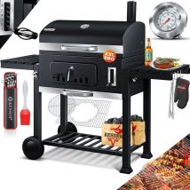 Kesser - Grill Chariot bbq Smoker xxl Barbecue au charbon de bois avec Couvercle, Roues, Poignée en acier inoxydable, Grille et Thermomètre, 8