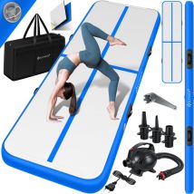 KESSER Turnmatte Aufblasbar Airtrack Fitness-Matte Gymnastikmatte 3/4/5/6m inkl. Tragetasche & elektr. Luftpumpe Yogamatte Tumbling Matten Blau /