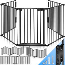 Grille de cheminée avec porte Grille de four en métal Grille de parc Grille de sécurité pour enfants Noir - longueur 600 cm - Kesser