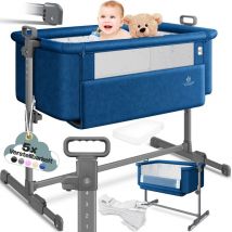 Hubi 3in1 lettino da viaggio con materasso morbido con ruote regolazione in altezza a 5 posizioni Pieghevole Blu - Kesser
