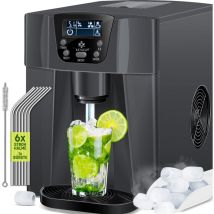 KESSER Machine à glaçons Machine à glaçons acier inoxydable 100W Ice Maker 12 kg 24 h 2 tailles de cubes Préparation en 6 min Réservoir d'eau 2