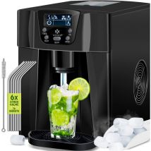 Kesser - Machine à glaçons Machine à glaçons acier inoxydable 100W Ice Maker 12 kg 24 h 2 tailles de cubes Préparation en 6 min Réservoir d'eau de 2