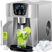 Kesser - Machine à glaçons Machine à glaçons acier inoxydable 100W Ice Maker 12 kg 24 h 2 tailles de cubes Préparation en 6 min Réservoir d'eau de 2